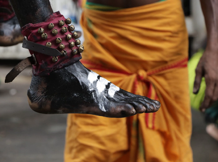 Decorated barefoot with anklet, a symbol of cultural barefoot tradition