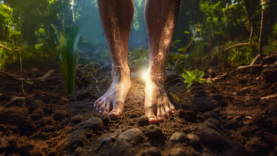 Feet connecting with the earth during yoga