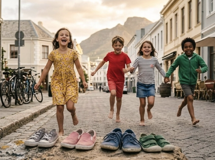 Kid climbing barefoot