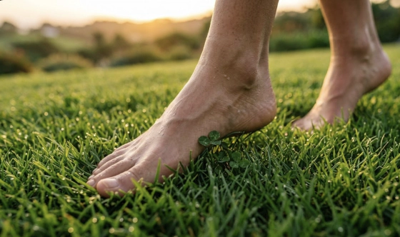 Füße auf natürlichem Untergrund